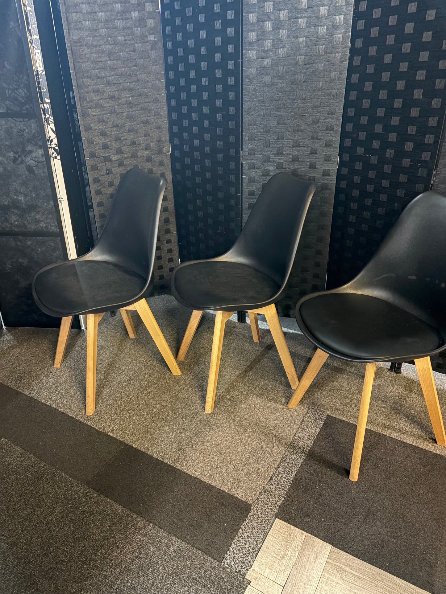 Used 3 x Black and brown legged chairs £30 each