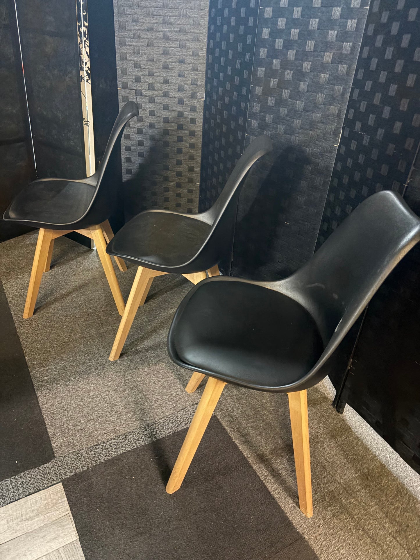 Used 3 x Black and brown legged chairs £30 each
