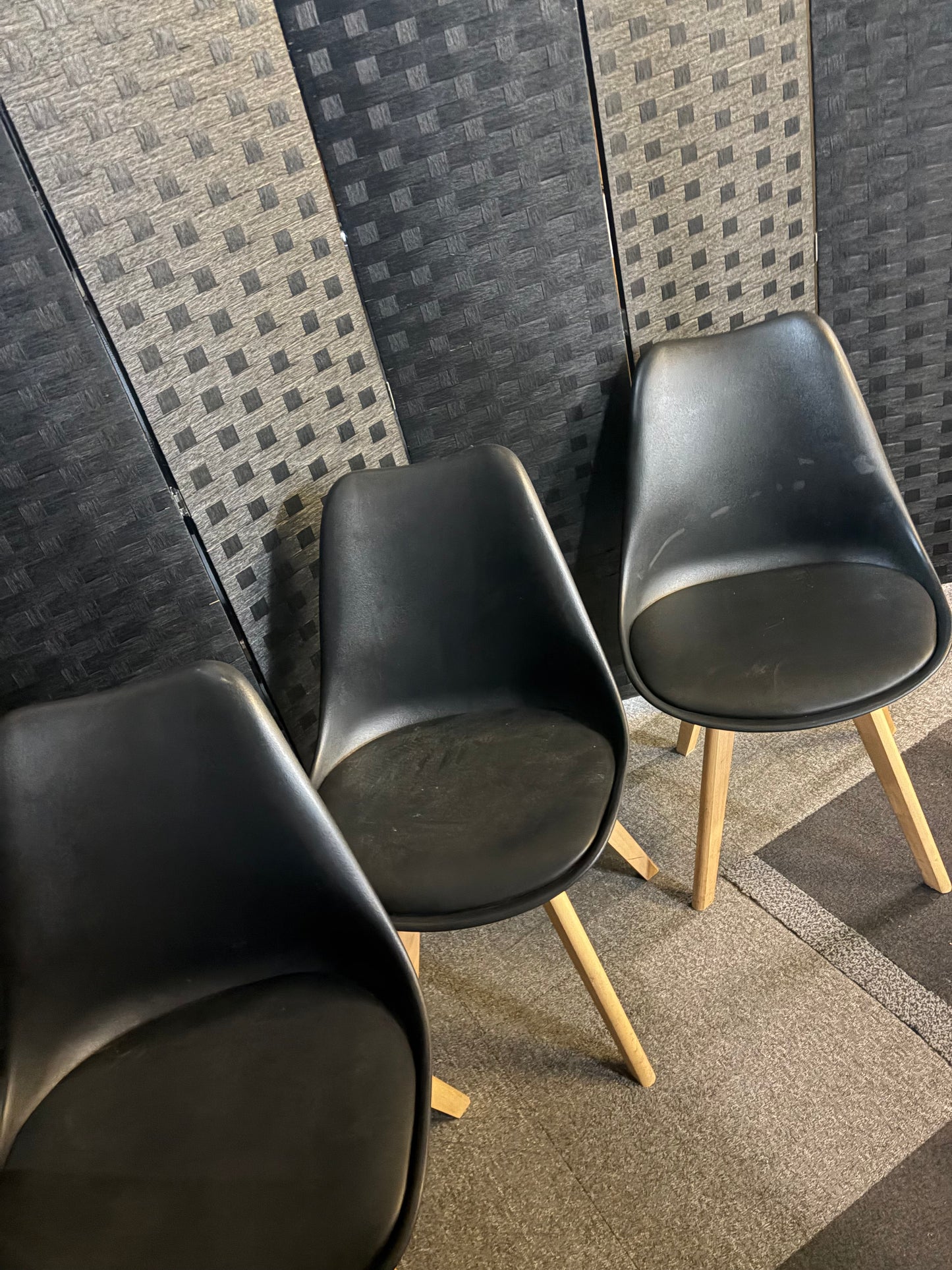 Used 3 x Black and brown legged chairs £30 each