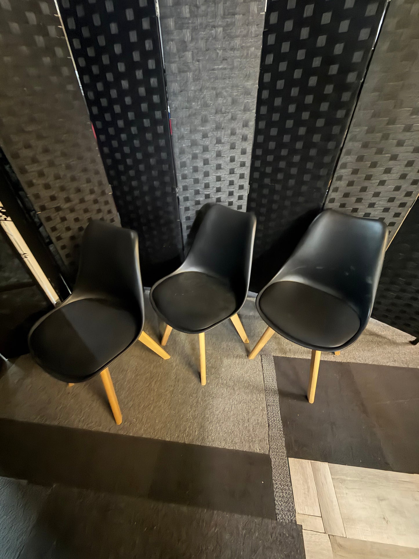 Used 3 x Black and brown legged chairs £30 each