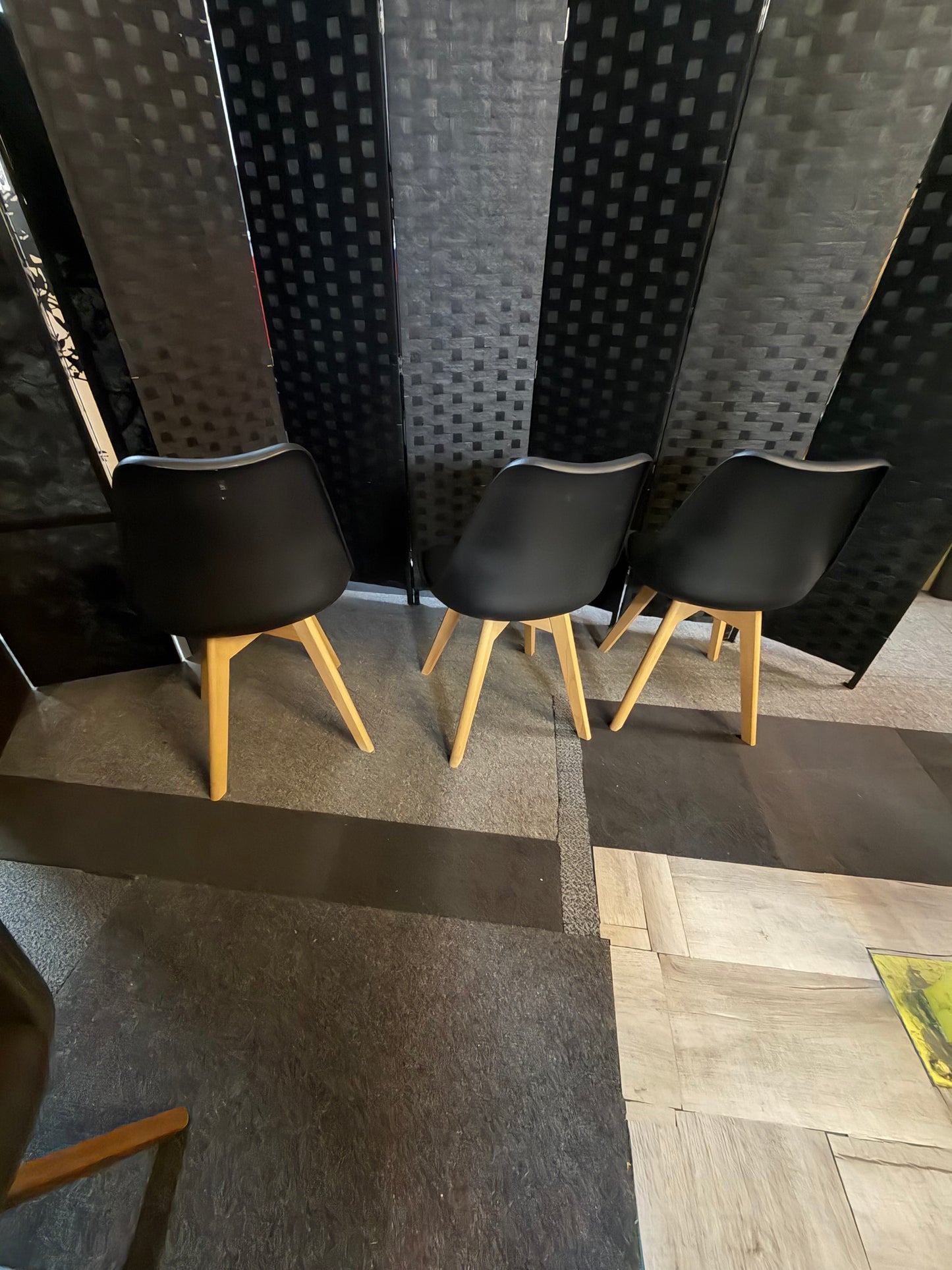 Used 3 x Black and brown legged chairs £30 each