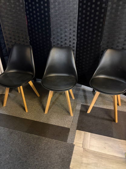 Used 3 x Black and brown legged chairs £30 each