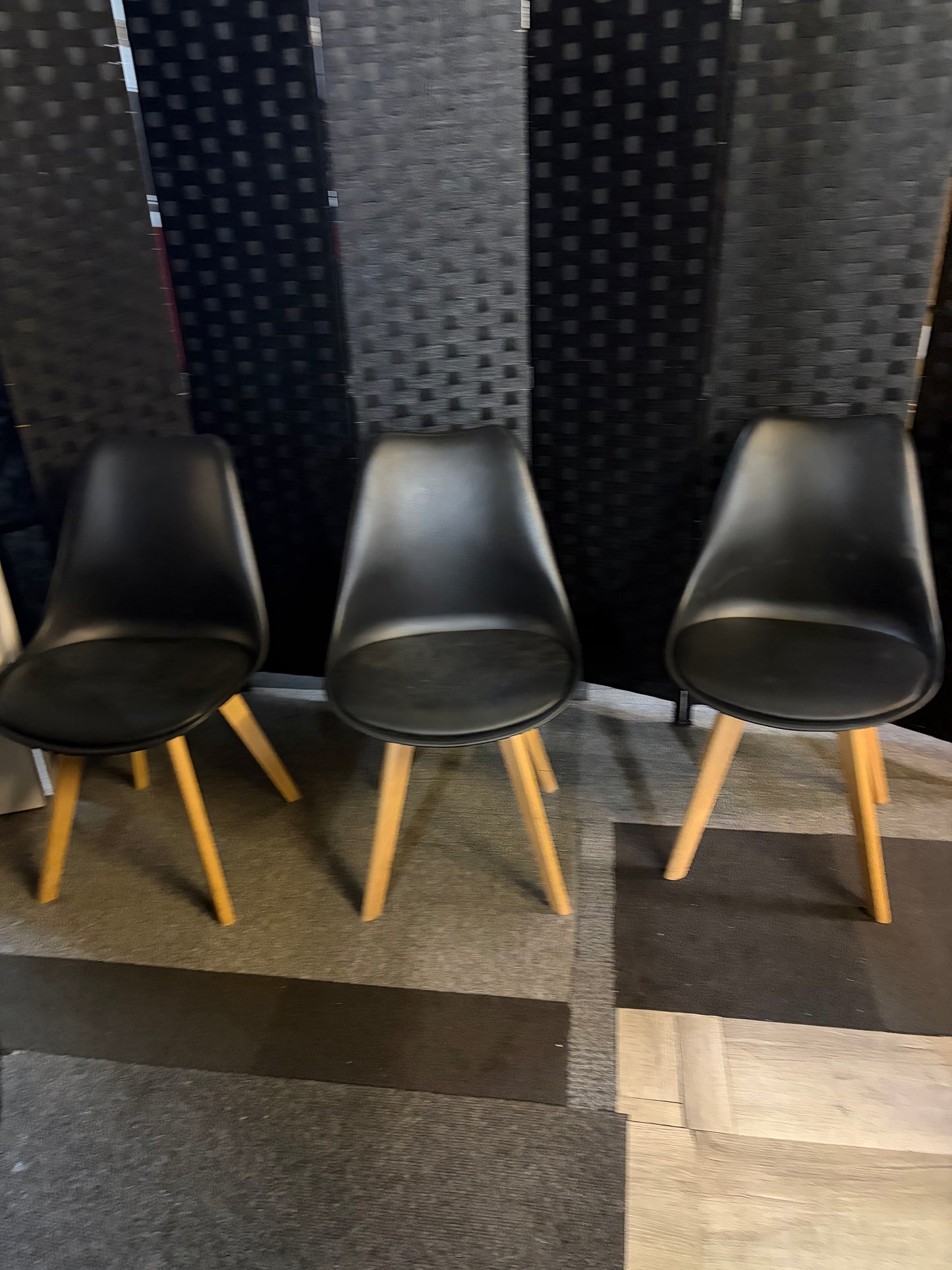 Used 3 x Black and brown legged chairs £30 each