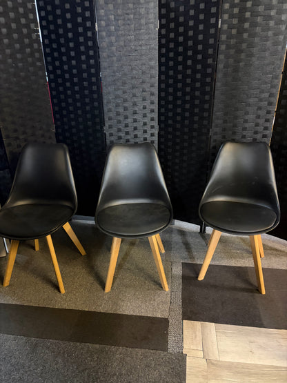 Used 3 x Black and brown legged chairs £30 each