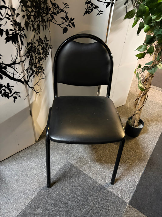 Used chair Black plastic stick leg vinyl office commercial