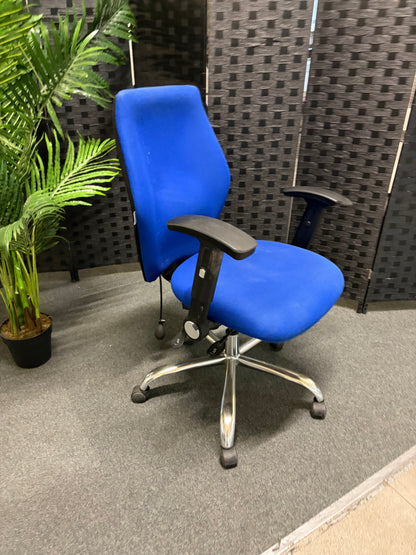 Used Office chair adjustable ergonomic blue swivel