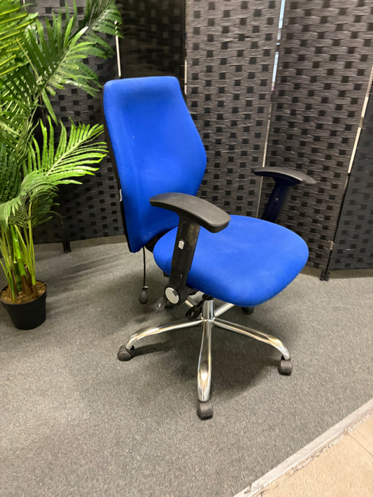 Used Office chair adjustable ergonomic blue swivel