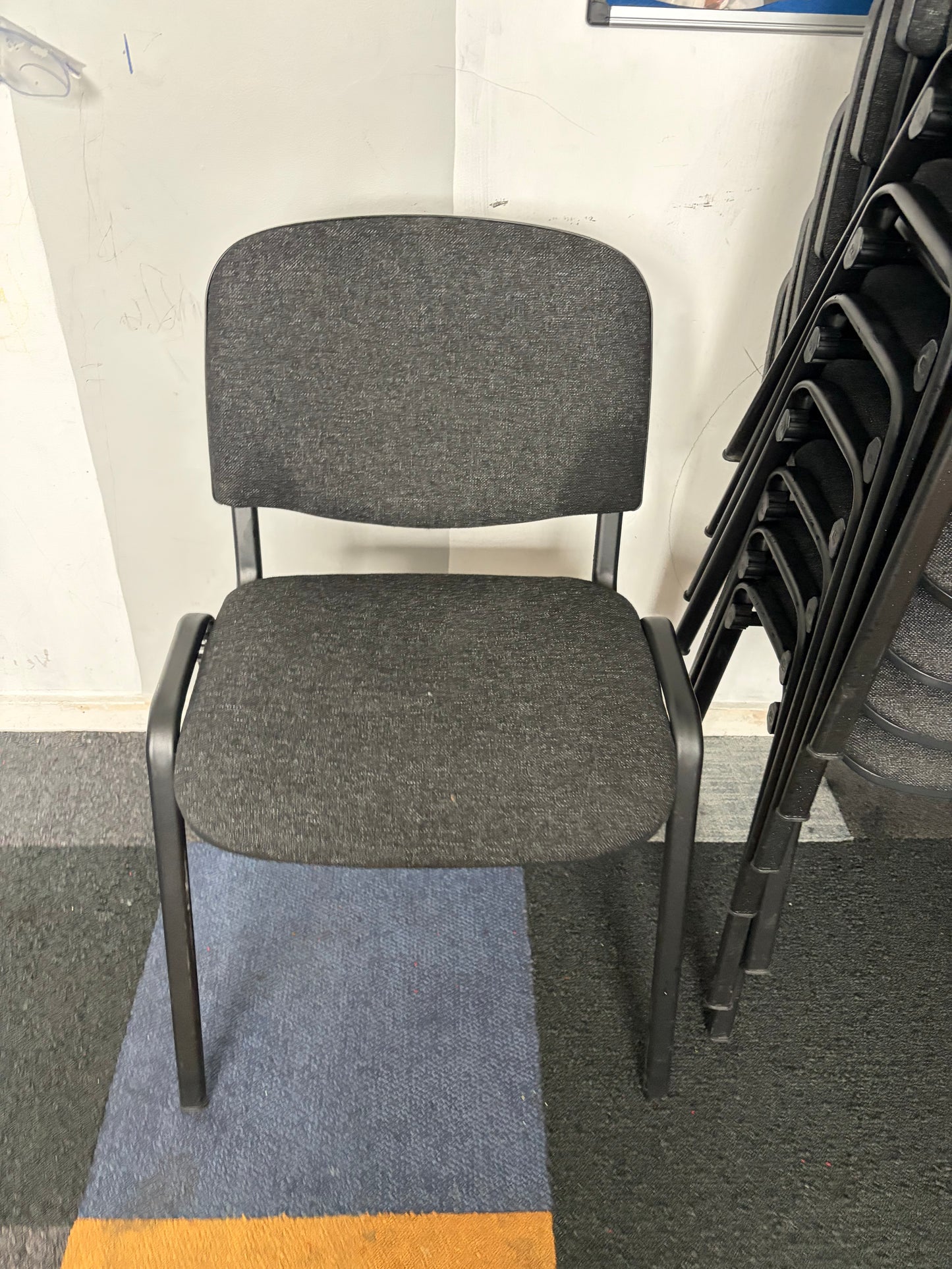 Used conference stacking stick leg stackable office chair grey