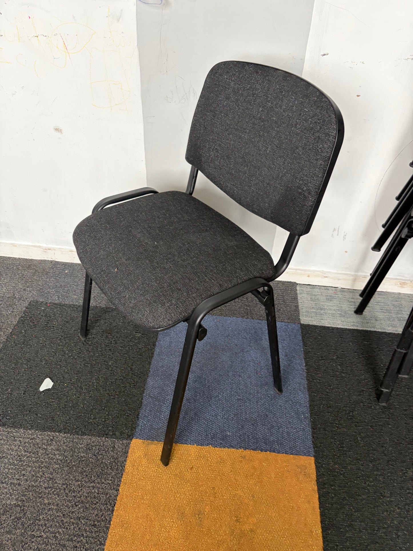 Used conference stacking stick leg stackable office chair grey