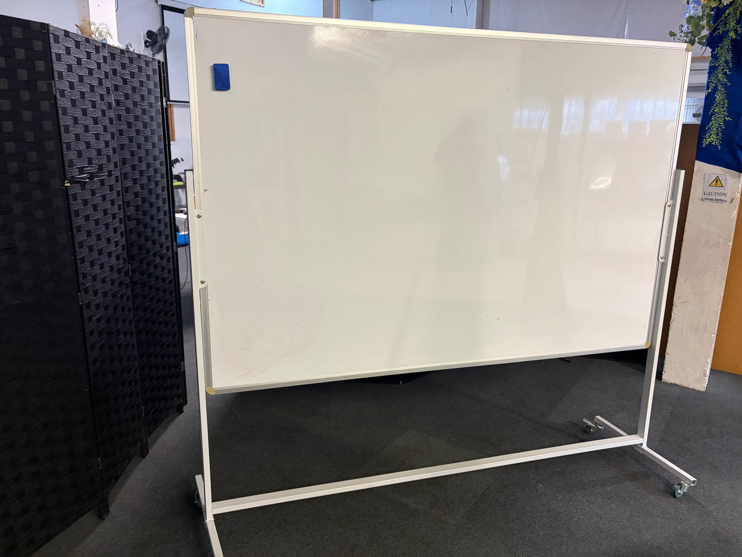 Secondhand double-sided magnetic mobile white boards  H 175cm W 180cm (H board itself 120 cm) D 55cm