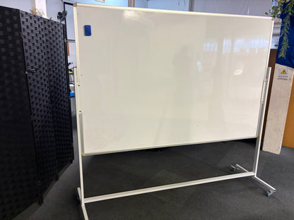 Secondhand double-sided magnetic mobile white boards  H 175cm W 180cm (H board itself 120 cm) D 55cm