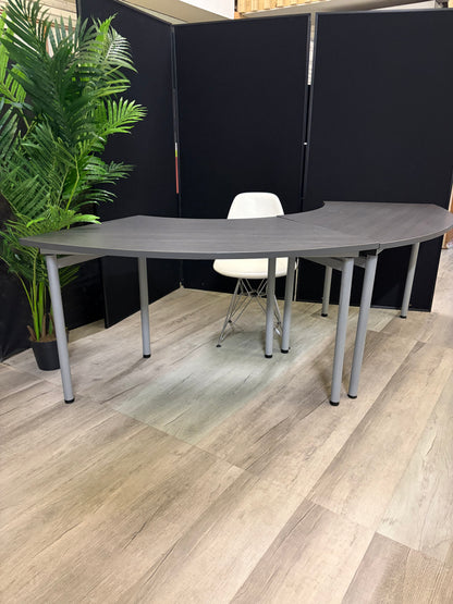 Used Metroplan conference table folding textured grey brown top 136cm x 68cm