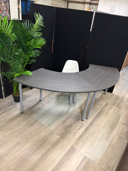 Used Metroplan conference table folding textured grey brown top 136cm x 68cm
