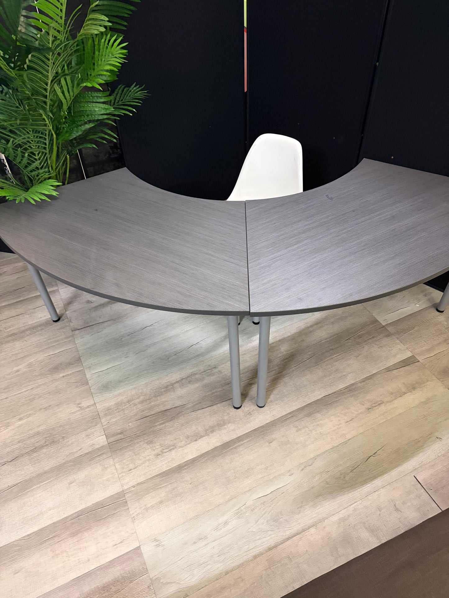 Used Metroplan conference table folding textured grey brown top 136cm x 68cm