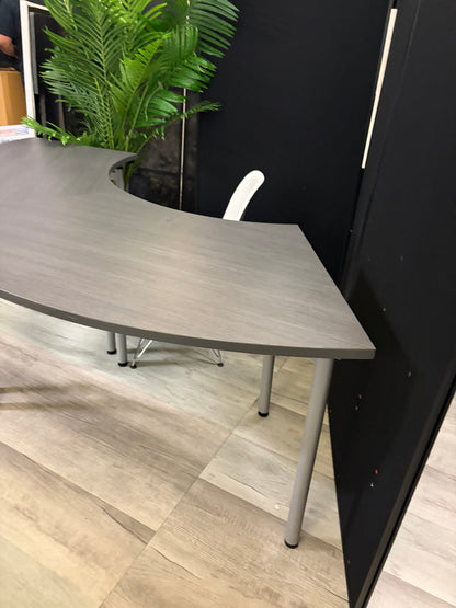 Used Metroplan conference table folding textured grey brown top 136cm x 68cm