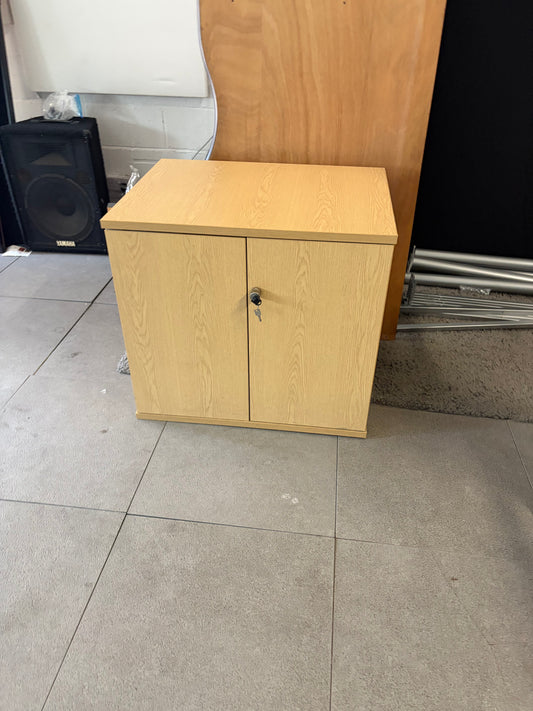 Used Credenza Sideboard Veneer light wood Boardroom office storage H73cm W 80cm D 60cm