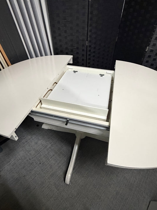 USED IKEA ROSENTORP extendable dining table in white with pedestal base
