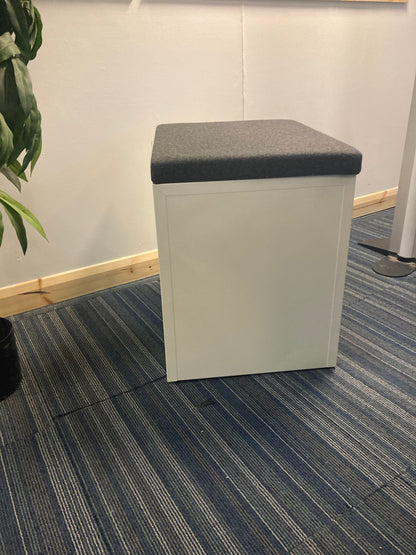 Back of white drawer with integrated seating