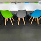 12 person conference table in white with multi colour chairs