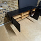 Black Office Storage Credenza, Three door unit H 69.5CM X W 177CM X D 47CM