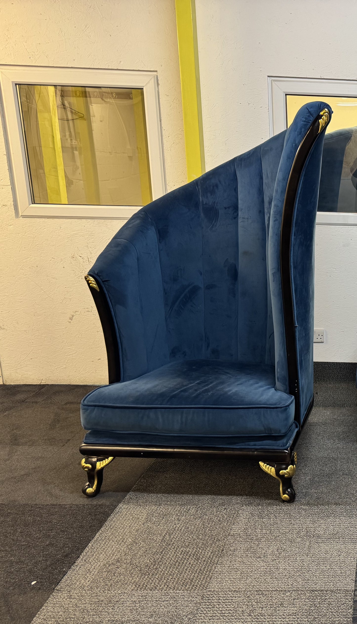 Blue throne wedding shell harp velvet event chair