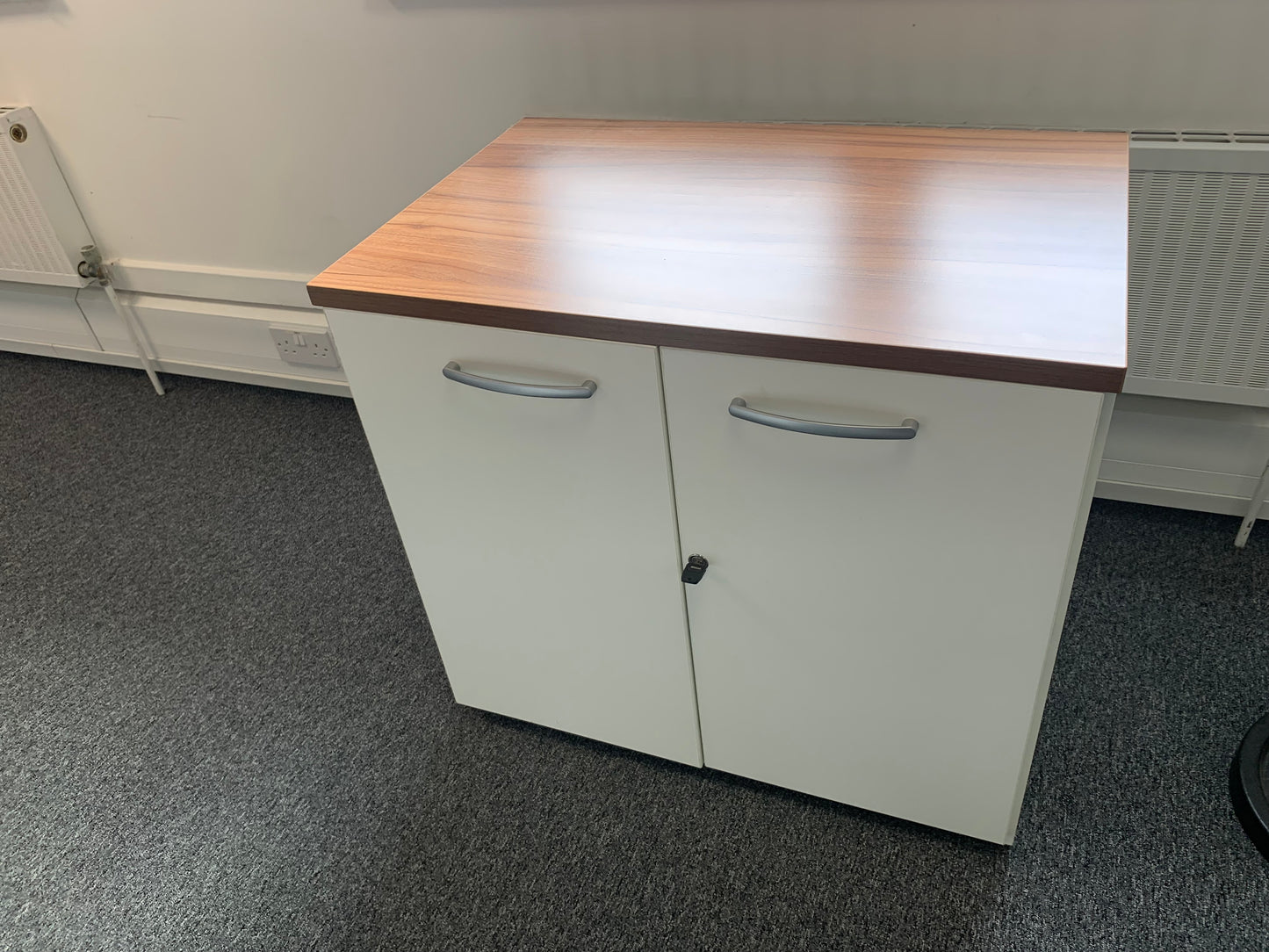 Used credenza Office Cupboard boardroom storage white walnut top H73cm  W80 cm D53cm