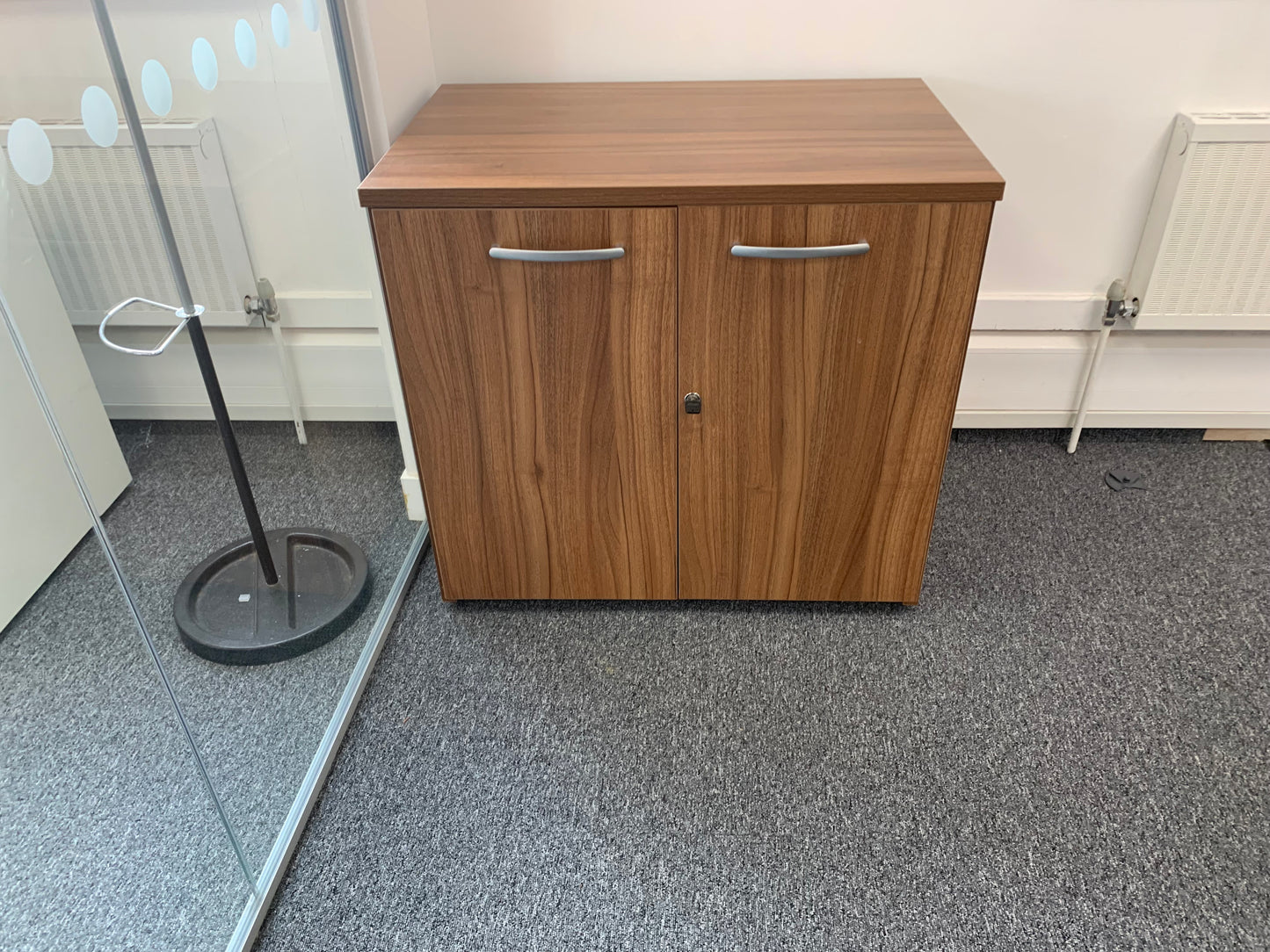 Used credenza Office Cupboard boardroom storage walnut finish H73cm  W80 cm D53cm