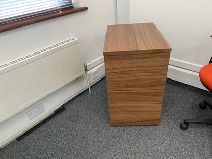Used pedestal Office drawers storage walnut finish H73cm  W43cm D60cm