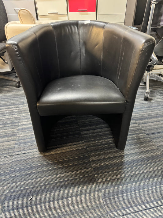 Used leather armchair in black