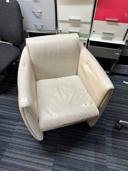 Leather Cream single sofa chair by BOSS
