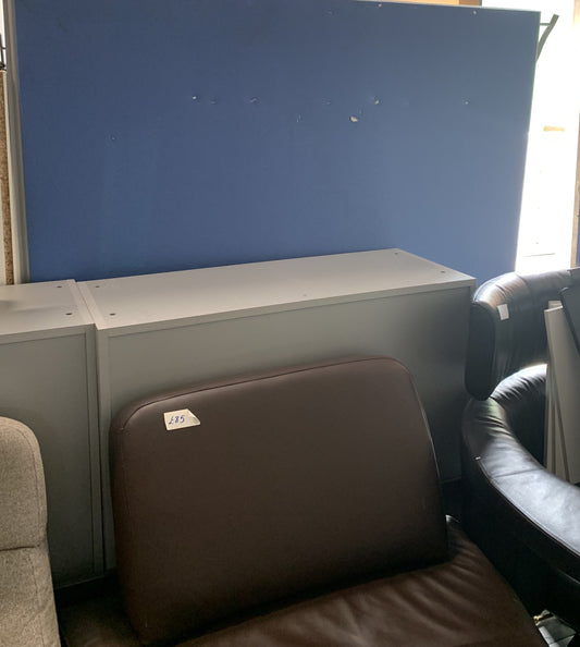 Used wide  acoustic office screen divider large free-standing upholstered in a textured blue fabric
