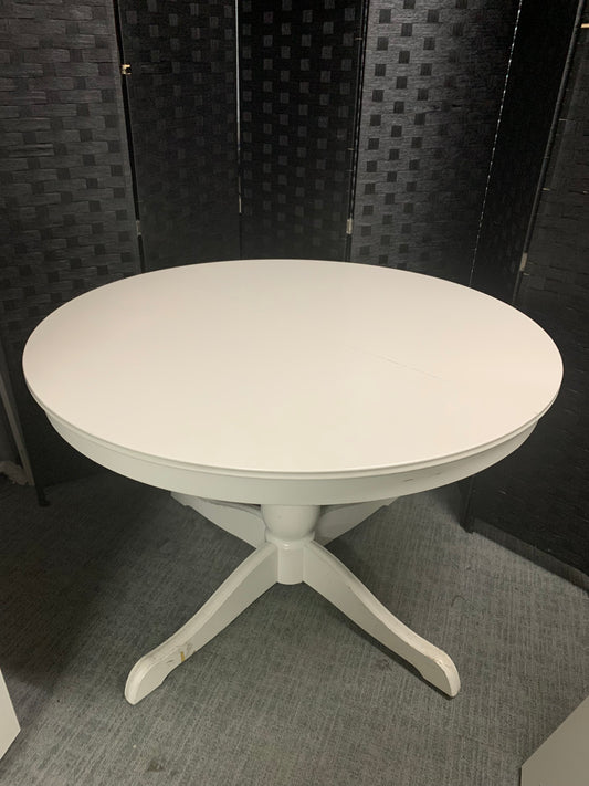 USED IKEA ROSENTORP extendable dining table in white with pedestal base