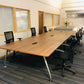 Second Hand 6 Pod Office Call centre Desk in Walnut Finish for Commercial Office-space - 480cm x 160cm