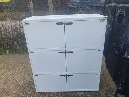 White 6-compartment office combination metal locker H:106cm, D:44cm, W:100cm