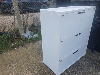 White 6-compartment office combination metal locker H:106cm, D:44cm, W:100cm