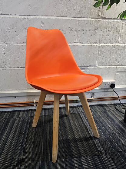Moulded Coloured Dining Chair by Mmilo Eiffel Style with Plastic Padded Seat