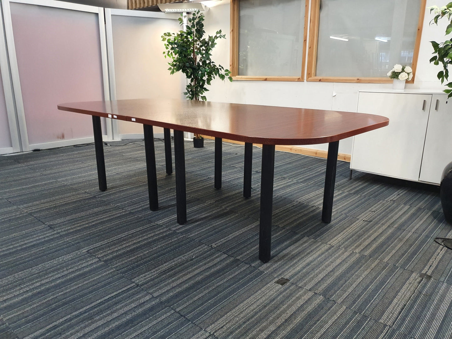 Cherry walnut meeting table with black legs