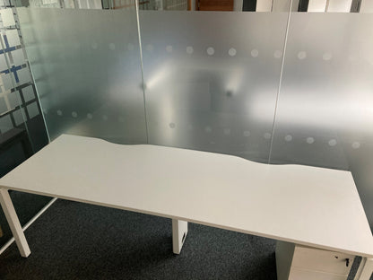 White 2 seater Pod desk in white 220cm x 80cm