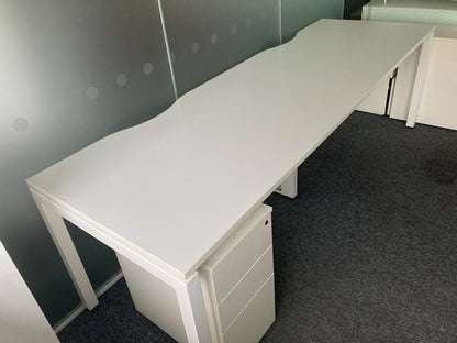 White 2 seater Pod desk in white 220cm x 80cm