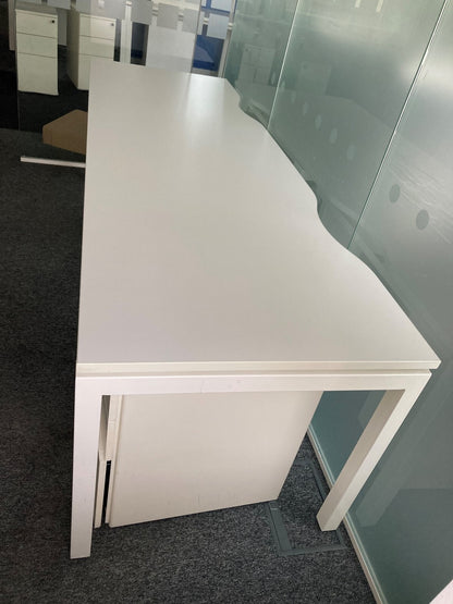 White 2 seater Pod desk in white 220cm x 80cm