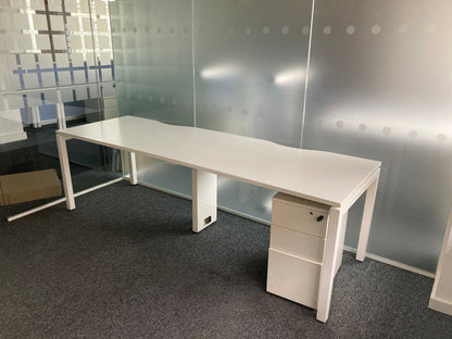White 2 seater Pod desk in white 220cm x 80cm