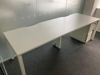 White 2 seater Pod desk in white 220cm x 80cm