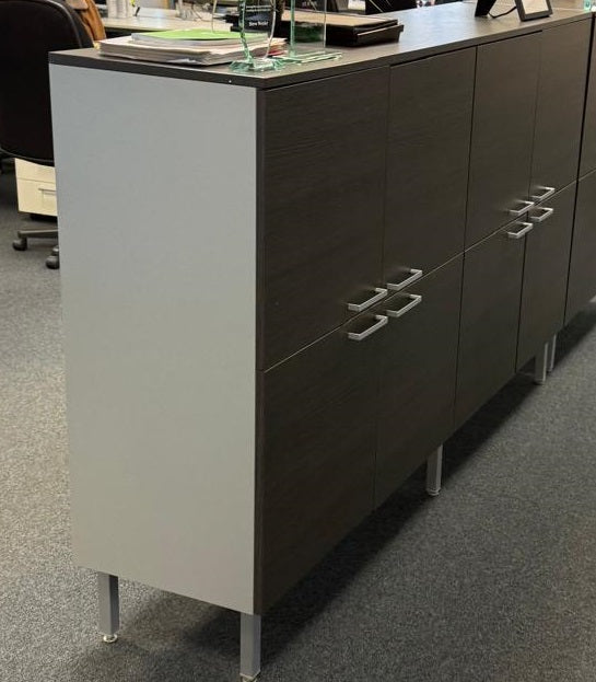 Pre-owned Brown 2 storey extra long office cabinet 8 door 200cm w x 44cm d x 120cm h