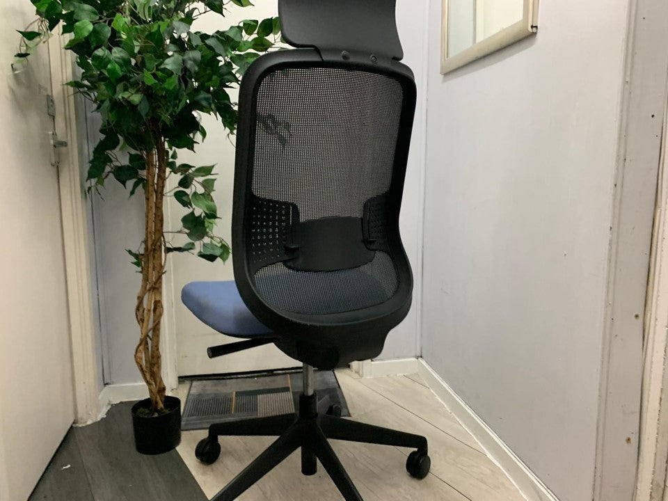 Blue Armless Mesh back office swivel chair