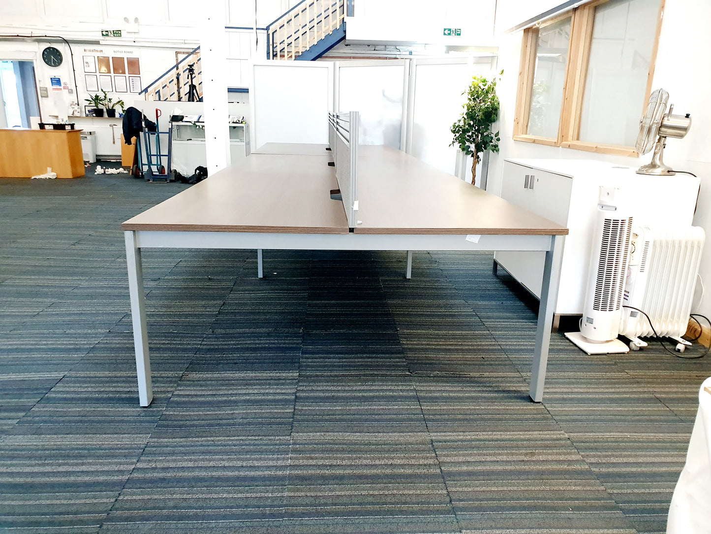 Used Extra large 6 Seater Office Bench,  Dark Walnut Wood Finish, 540cm x 160cm