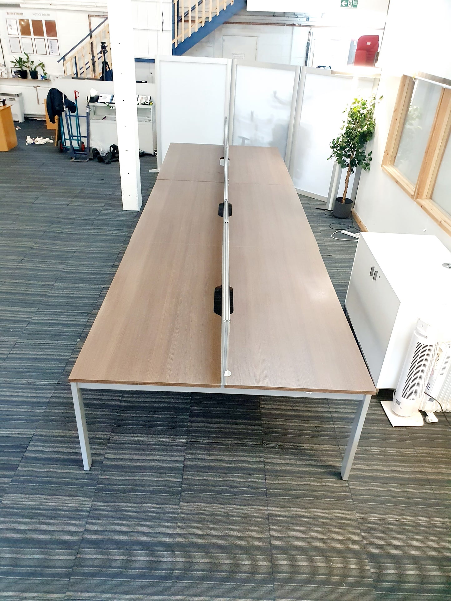 Used Extra large 6 Seater Office Bench,  Dark Walnut Wood Finish, 540cm x 160cm