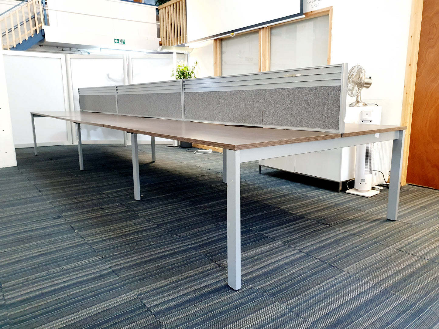 Used Extra large 6 Seater Office Bench,  Dark Walnut Wood Finish, 540cm x 160cm
