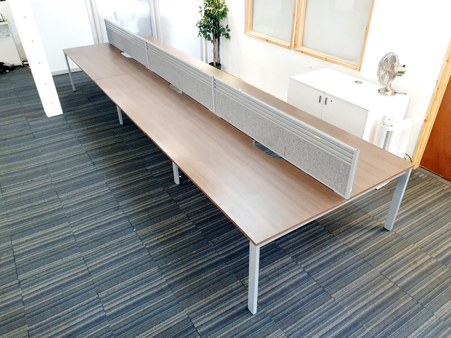 Used Extra large 6 Seater Office Bench,  Dark Walnut Wood Finish, 540cm x 160cm