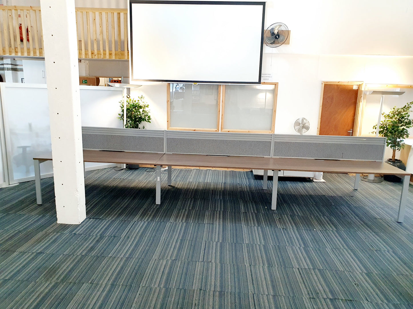 Used Extra large 6 Seater Office Bench,  Dark Walnut Wood Finish, 540cm x 160cm