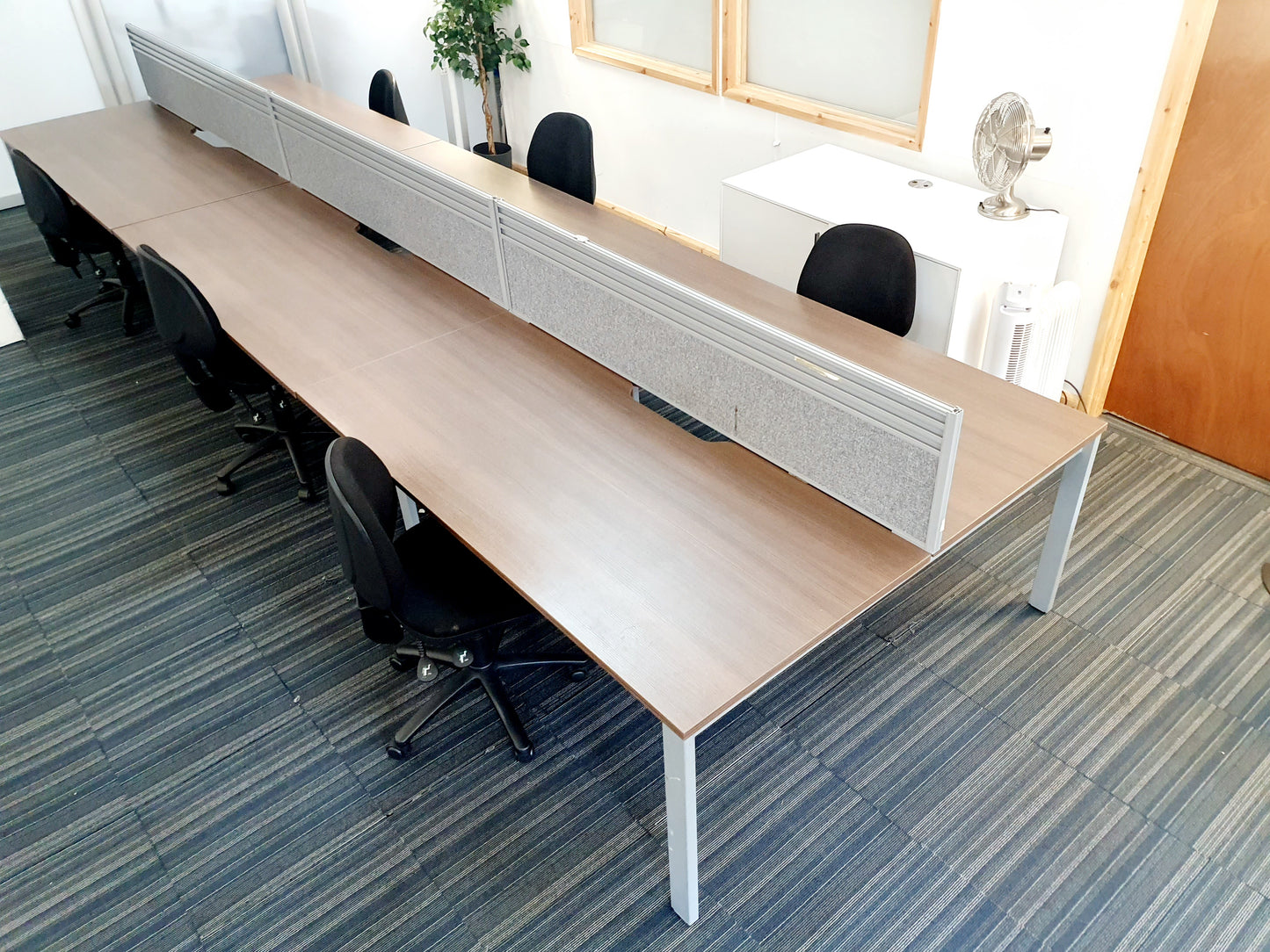 Used Extra large 6 Seater Office Bench,  Dark Walnut Wood Finish, 540cm x 160cm